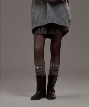 Pearl Beaded Leg Warmer - Grey