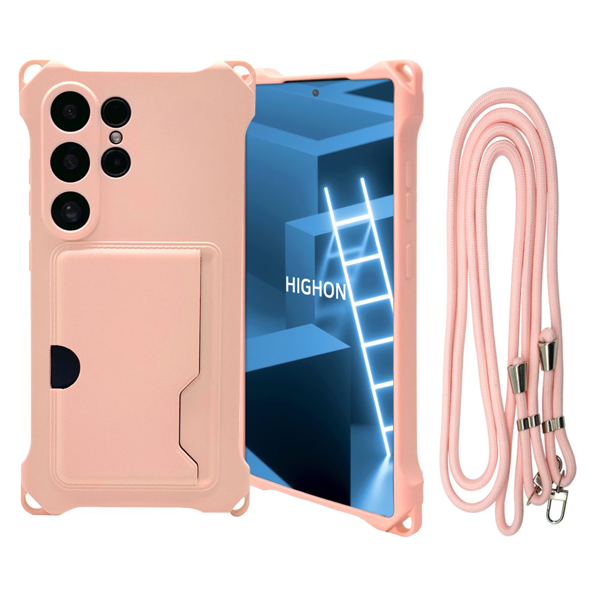 하이온(HIGHON) 갤럭시 A17/버디5 케이스 컬러 범퍼 카드수납 넥클리스 목걸이형 A175 A176