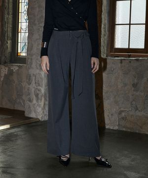 Looped Stripe Slacks (CHARCOAL)