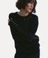WOOL EYELET CREW NECK SWEATER_ BLACK