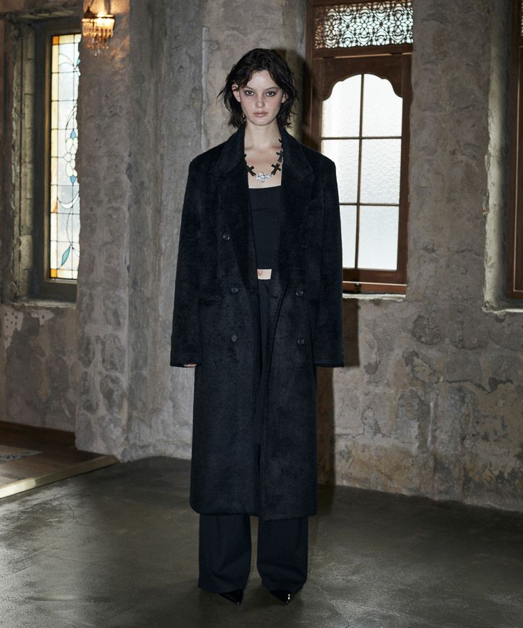Anna Double Long Coat BLACK source detail 74