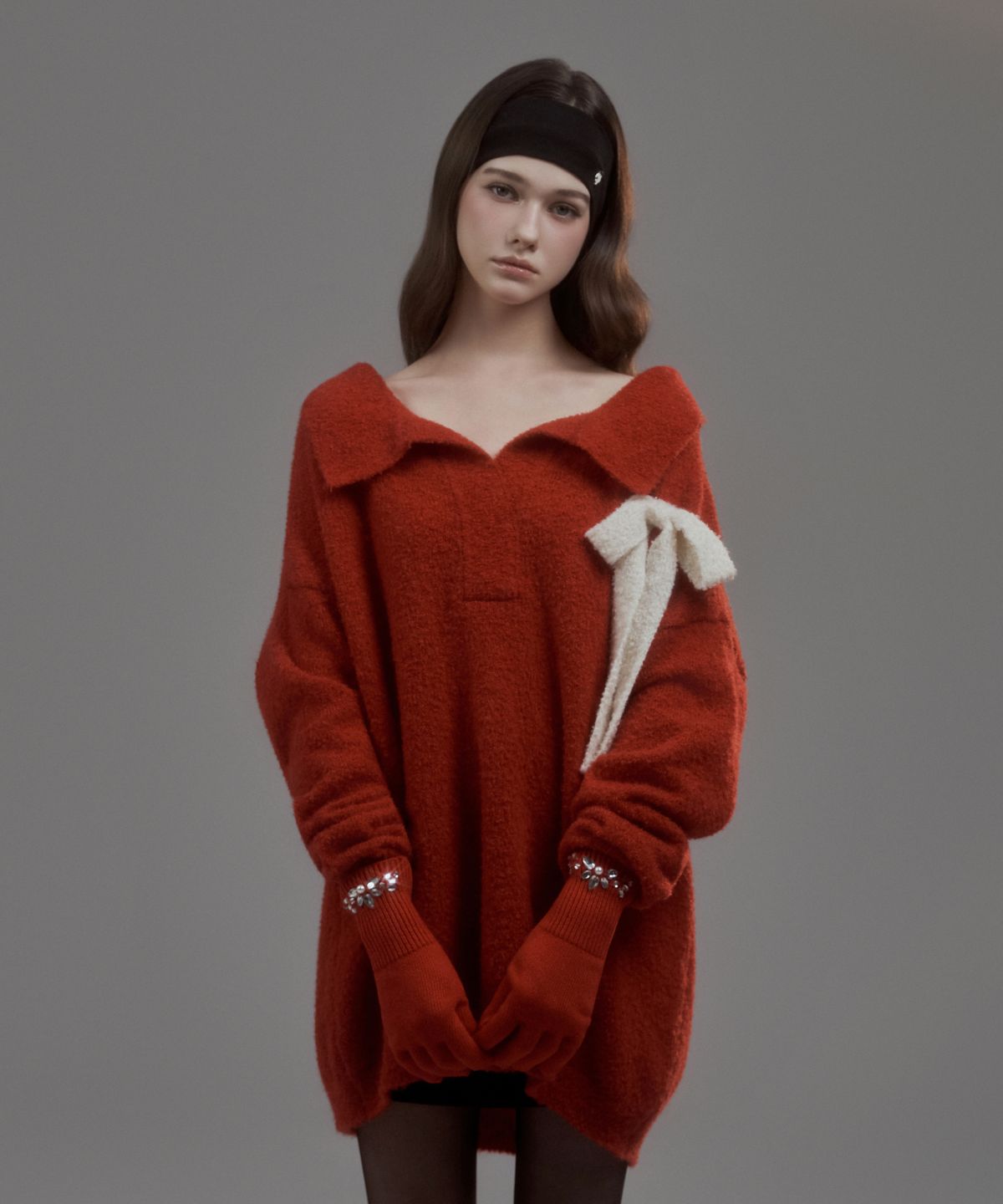 마우솔레움(MAU SOLEUM) Betty Ribbon Knit - Red