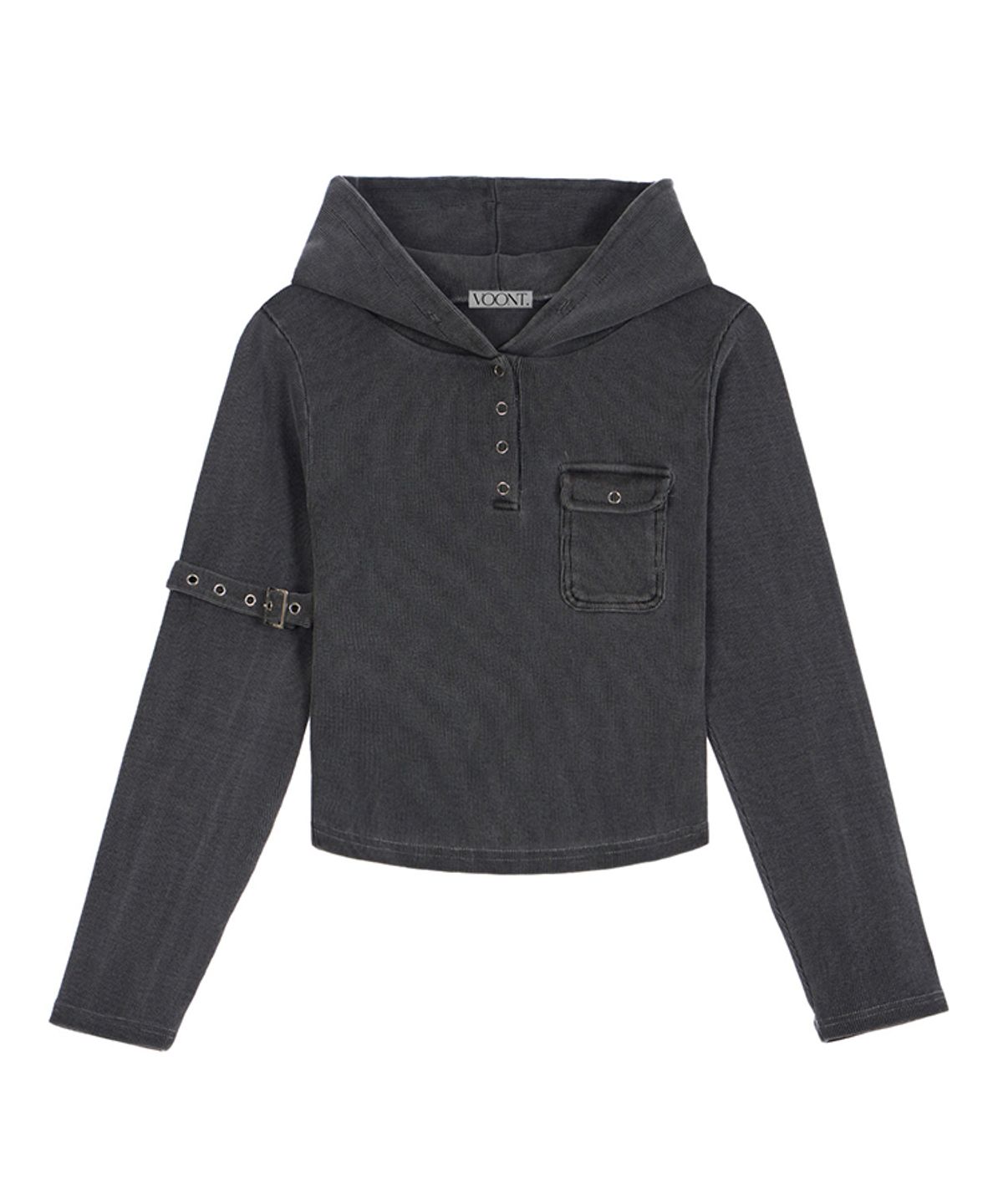 분트(VOONT) Buckle Strap Hood Long Sleeve (CHARCOAL)