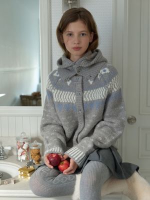 Luvv knit balaclava set_2piece (gray)