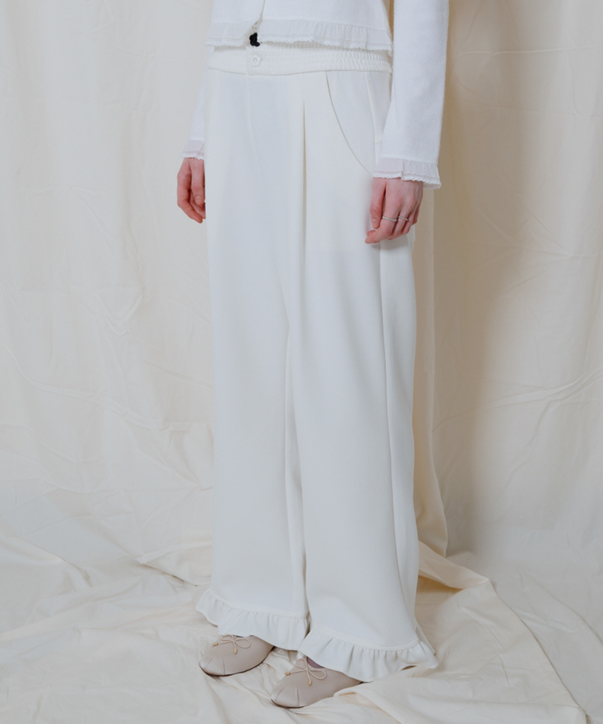 테레루(TERERU) Folding Lace-up Pants White