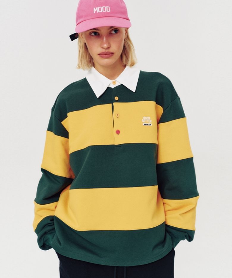 48 COLLEGE STRIPE RUGBY SHIRT YELLOW