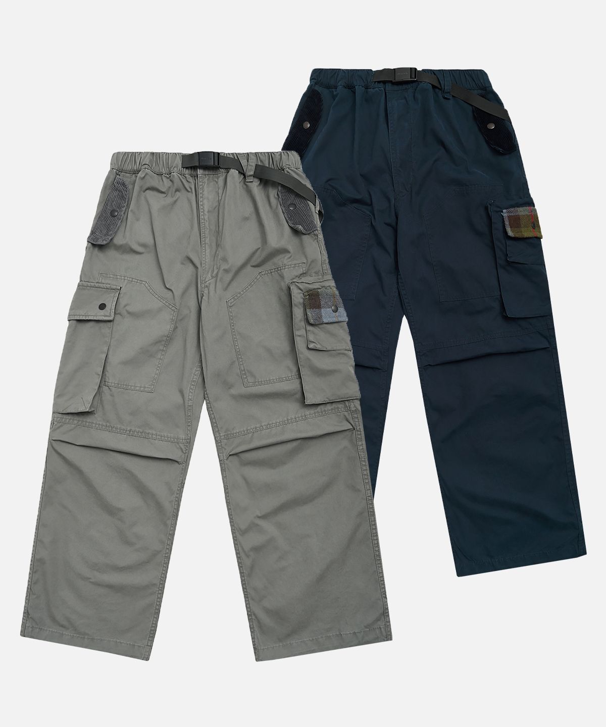 미드업데이트(MIDUPDATE) Wide Fit Webbing Belt Cargo Pants_2color