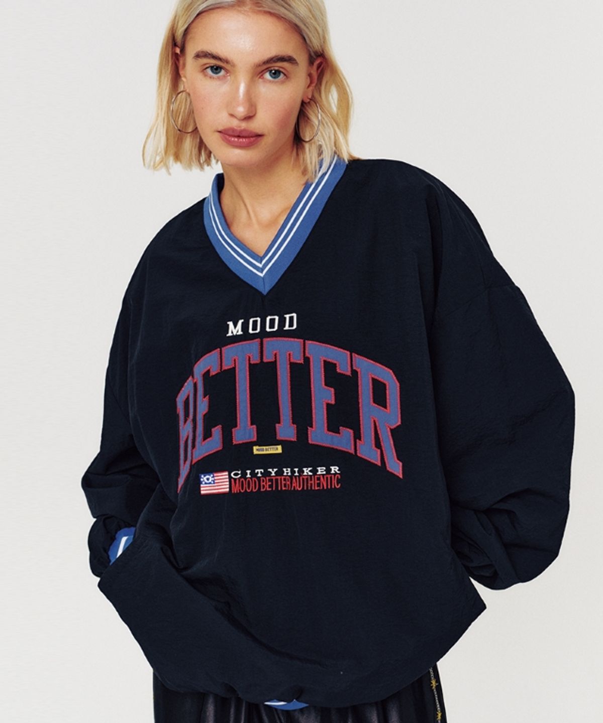 무드베러(MOODBETTER) LOGO NYLON JERSEY CHARCOAL