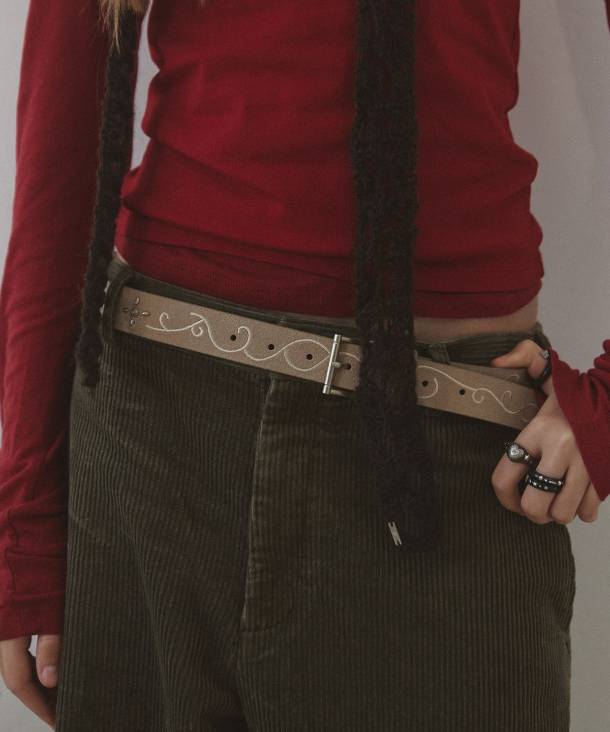 엔프프(NFF) suede stitch belt-beige