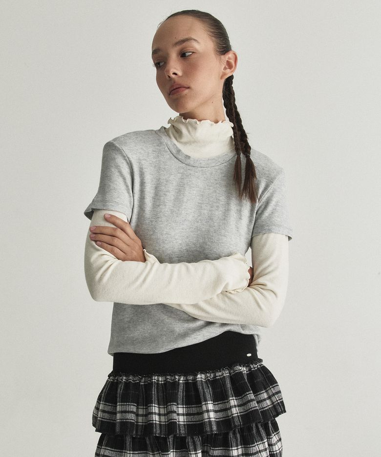 KITSHA DOUBLE LAYERED WOOL T - GREY