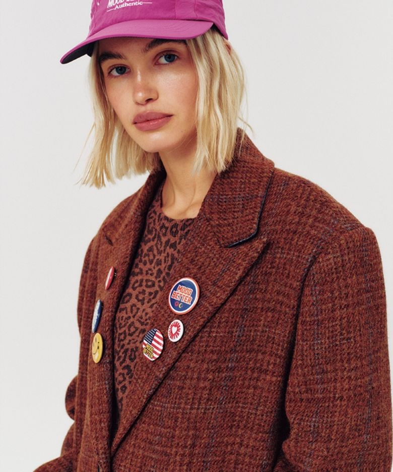 CHECK WOOL BLAZER BROWN