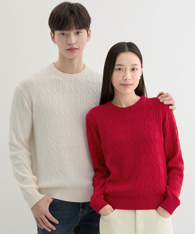 [ON] 3color 유니 꽈배기 라운드 스웻티 NP3SE601