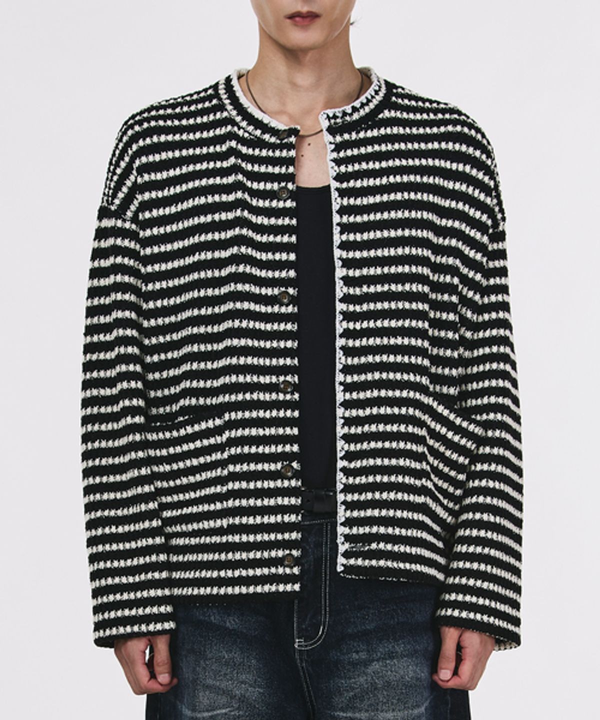 그레이티스트(THE GREATEST) Stripe Cardigan Black
