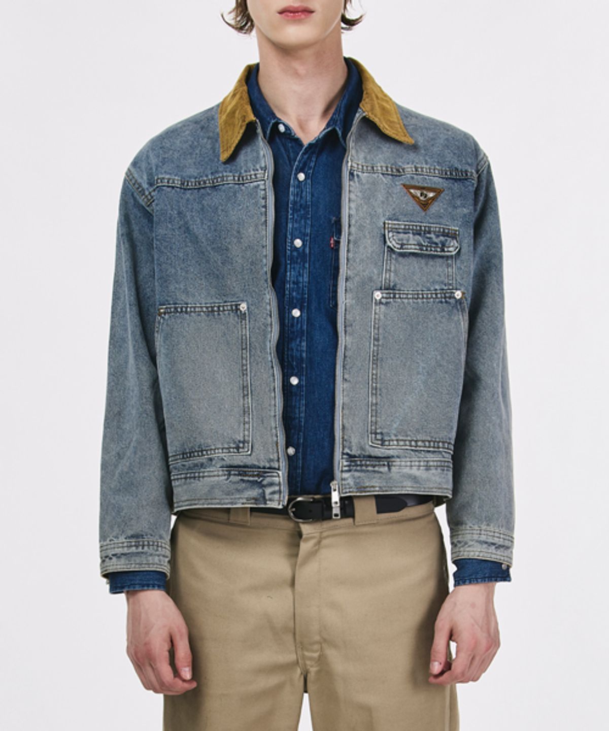 그레이티스트(THE GREATEST) Brown Neck Denim Jacket
