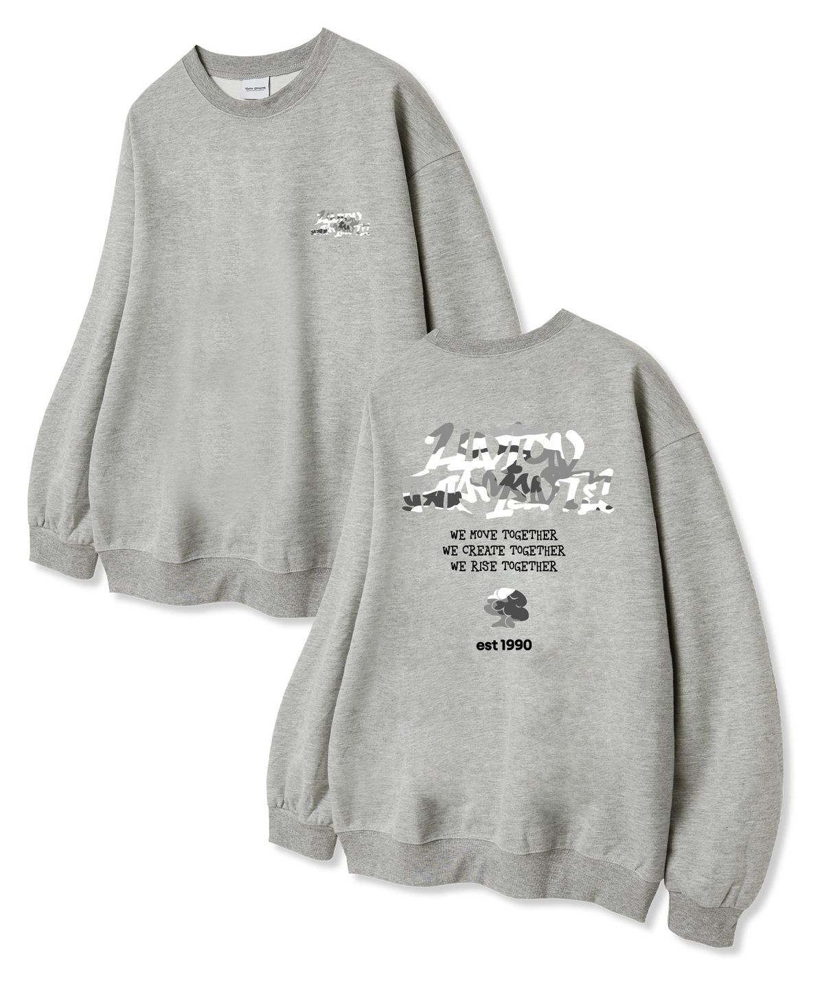 유니온가먼츠(UNION GARMENTS) 화이트리무브 쭈리 맨투맨 티셔츠 그레이