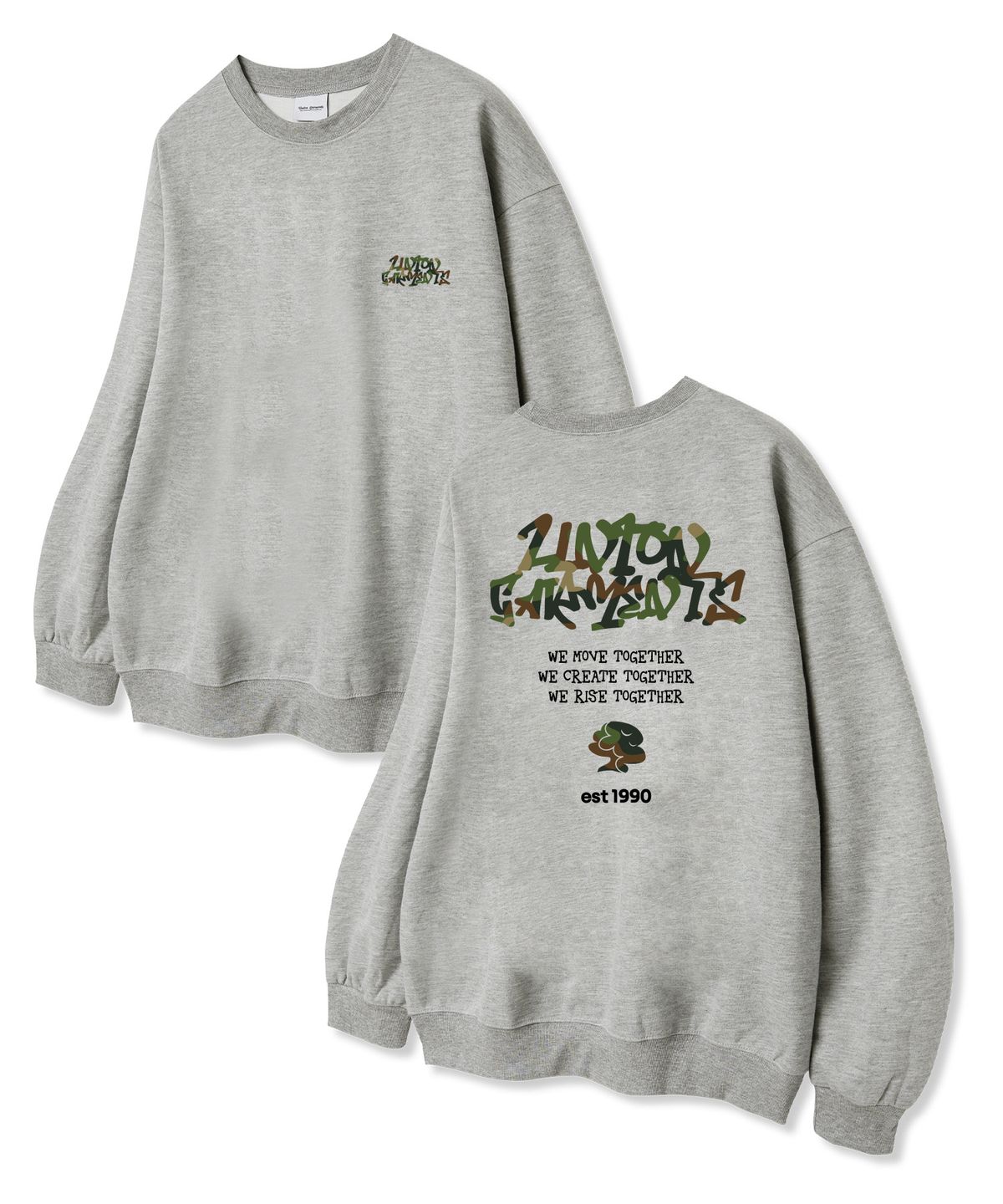 유니온가먼츠(UNION GARMENTS) 밀리무브 쭈리 맨투맨 티셔츠 그레이