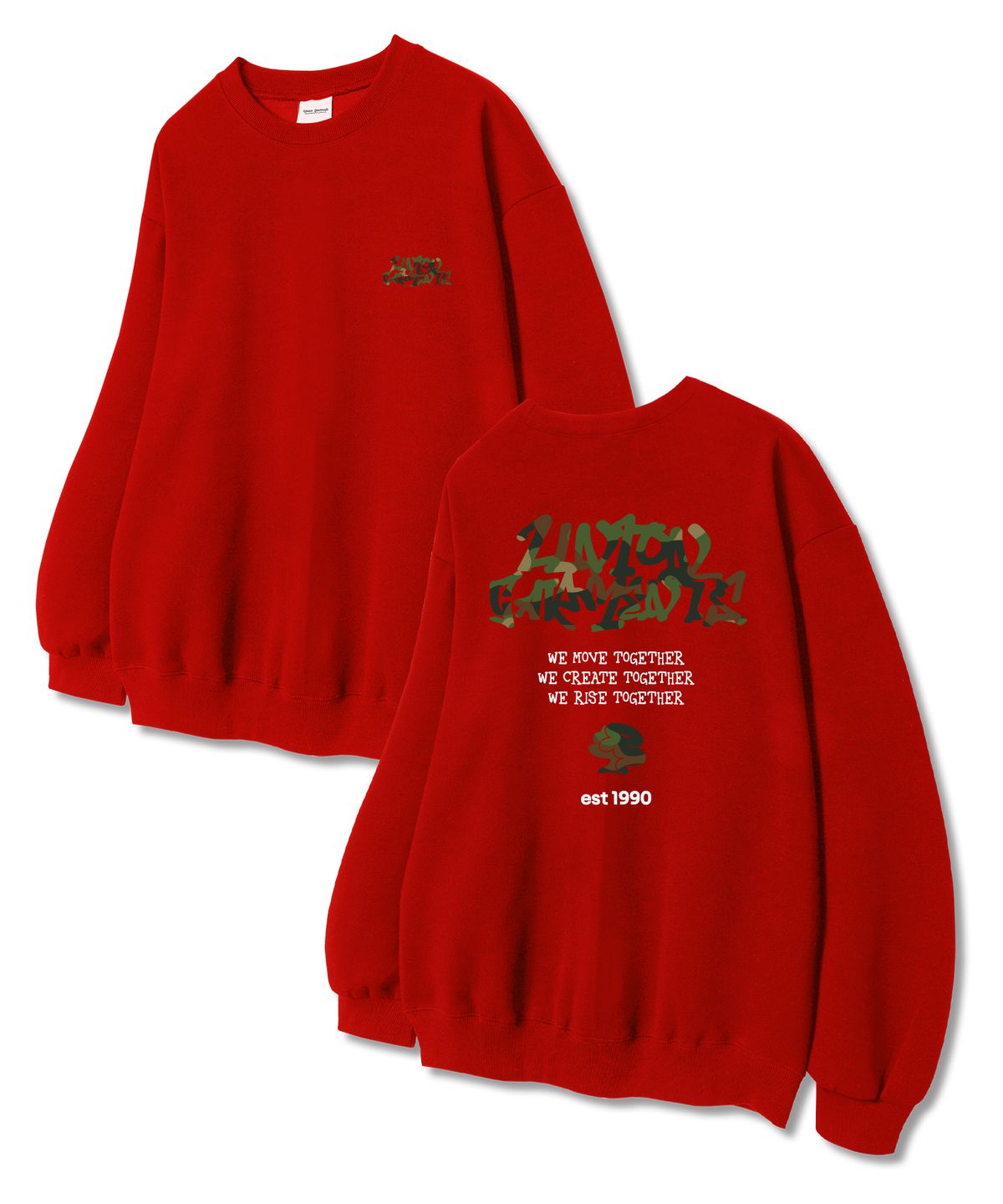 유니온가먼츠(UNION GARMENTS) 밀리무브 쭈리 맨투맨 티셔츠 레드