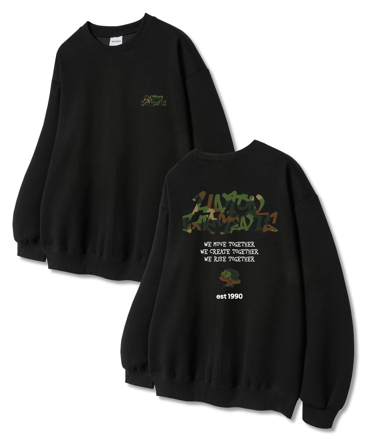 유니온가먼츠(UNION GARMENTS) 밀리무브 쭈리 맨투맨 티셔츠 블랙