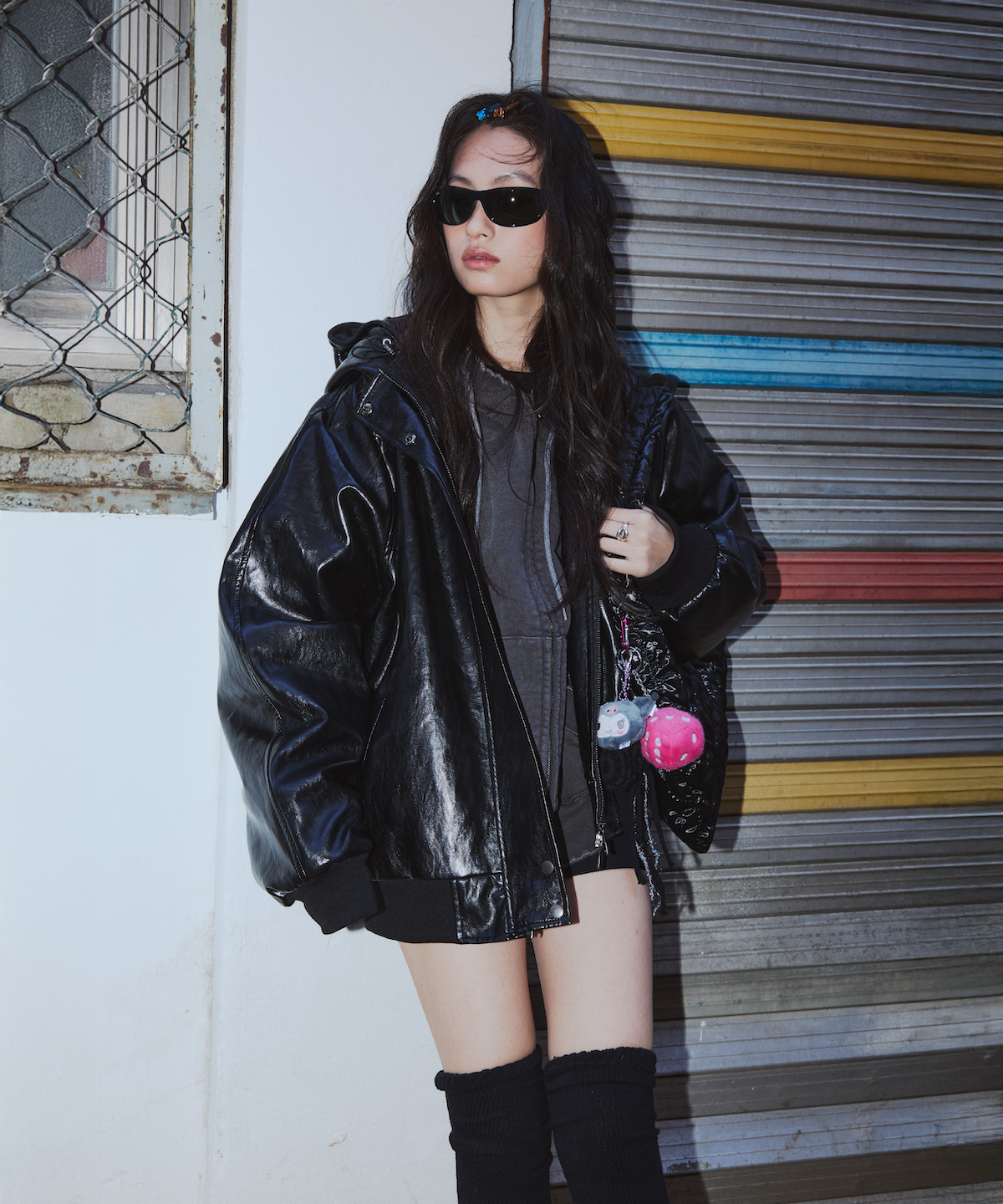 콜아웃뉴이어(CONY) FLEECE LEATHER HOOD BLOUSON JUMPER / BLACK
