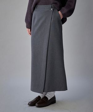 Coquet Layered Wrap Skirt Ash Grey
