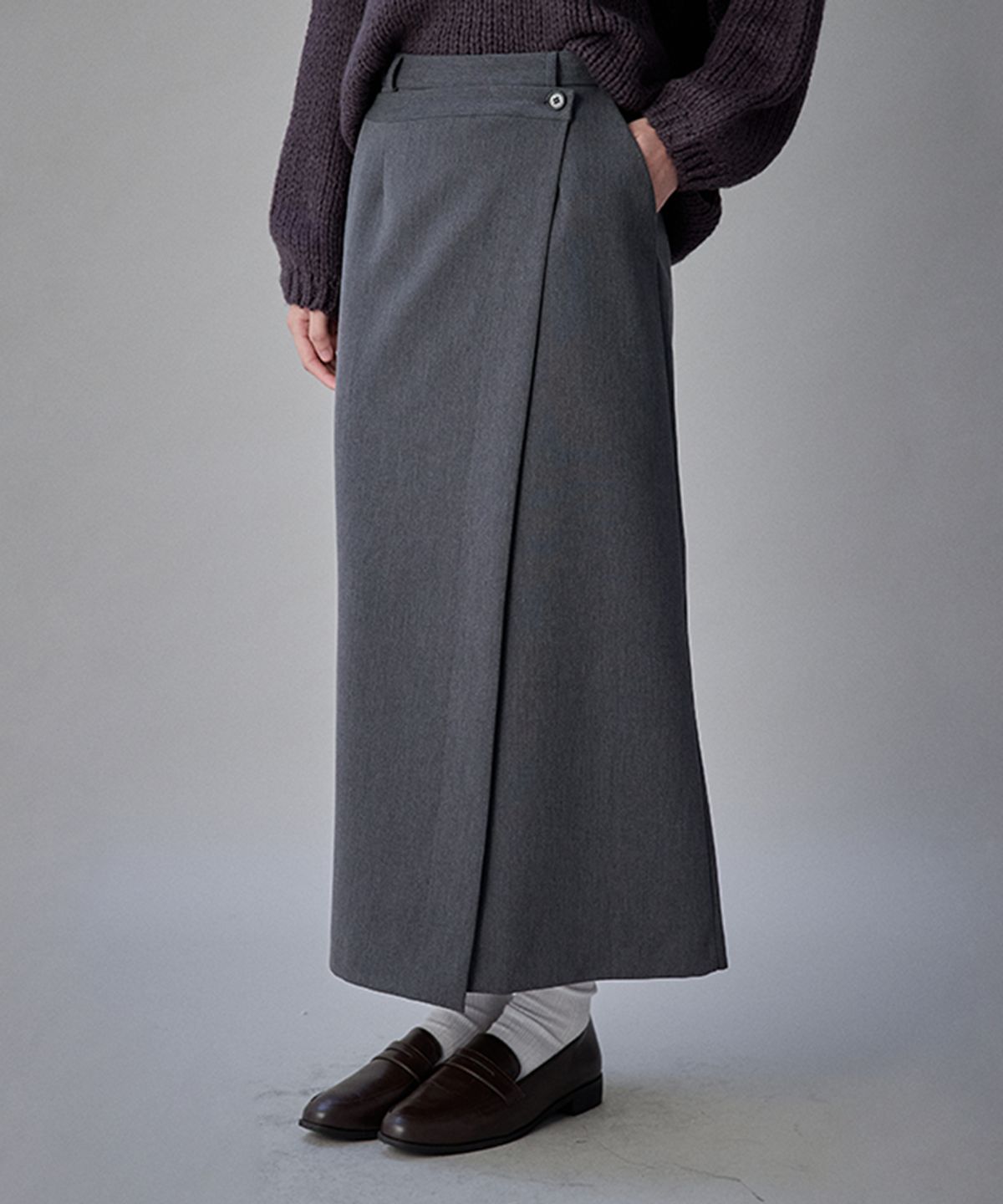 코케트(COQUET) Coquet Layered Wrap Skirt Ash Grey