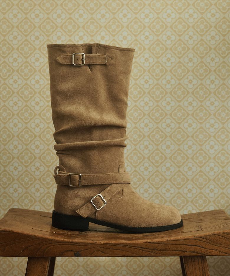 Layer Buckle Mid Boots (att6020)