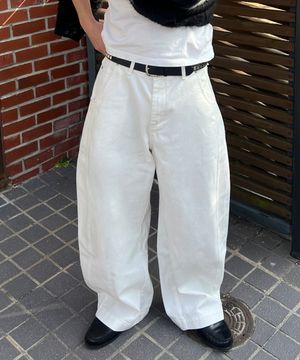 TX307 커브드 배기 벌룬 데님 (아이보리)