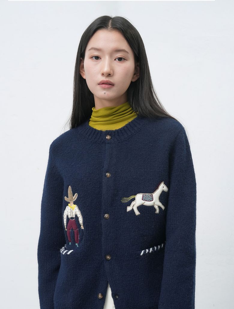 UNISEX 카우보이 크루넥 가디건 [NAVY] / SBE4U04013