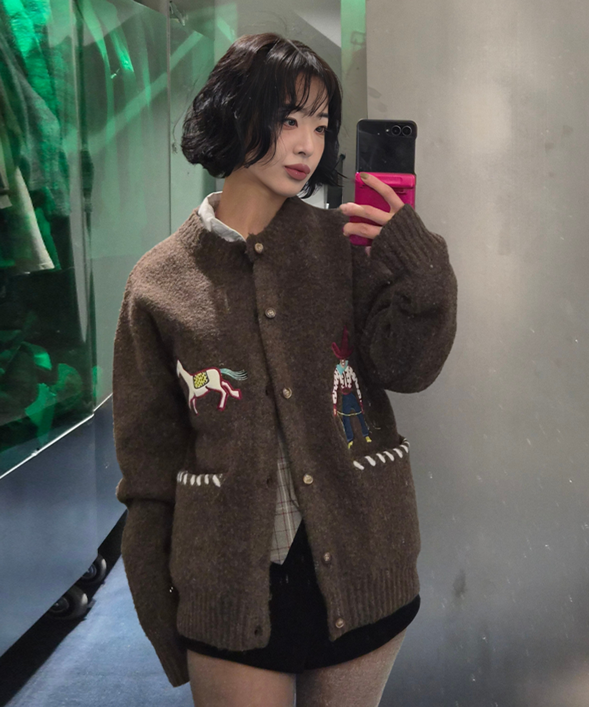 제너럴아이디어(GENERALIDEA) UNISEX 카우보이 크루넥 가디건 [BROWN] / SBE4U04013