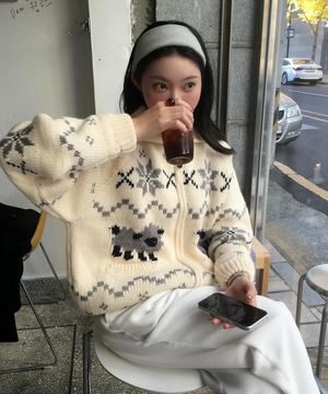 울 블랜드 코위찬 니트 점퍼 [IVORY] / WBE4L07535