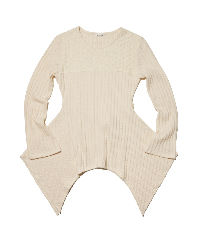 Draping long sleeve Ivory