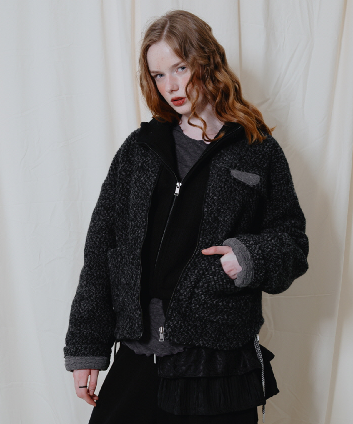 테레루(TERERU) Crewneck Jacket Charcoal