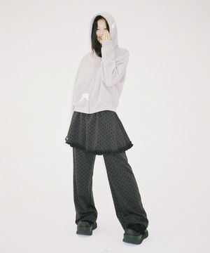 도트 스커트 팬츠 - 블랙