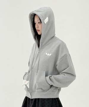 천사의 날개 집업 후드 - 그레이