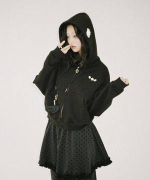 천사의 날개 집업 후드 - 블랙