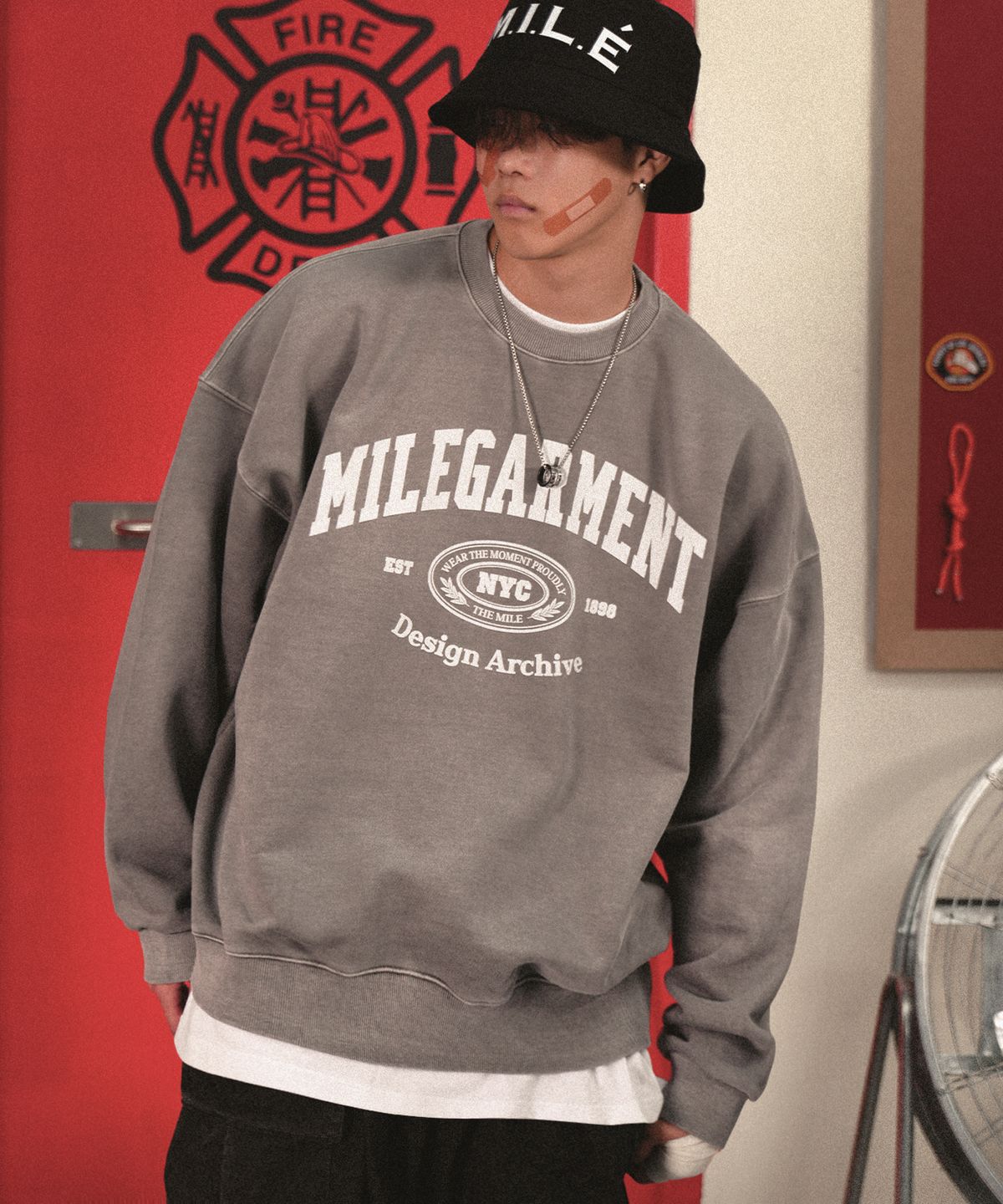 더마일(THEMILE) MILE GARMENT NYC SWEAT MTM_PIGMENT GRAY