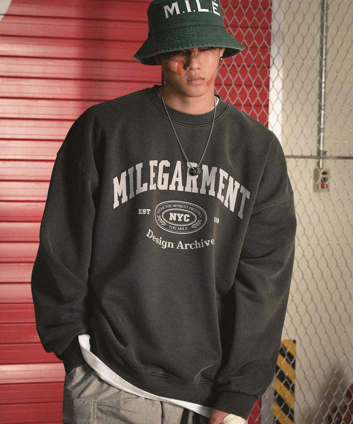 더마일(THEMILE) MILE GARMENT NYC SWEAT MTM_PIGMENT D.GRAY