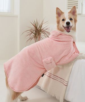 중형견 대형견 강아지 펫타올 드라이 샤워가운 핑크