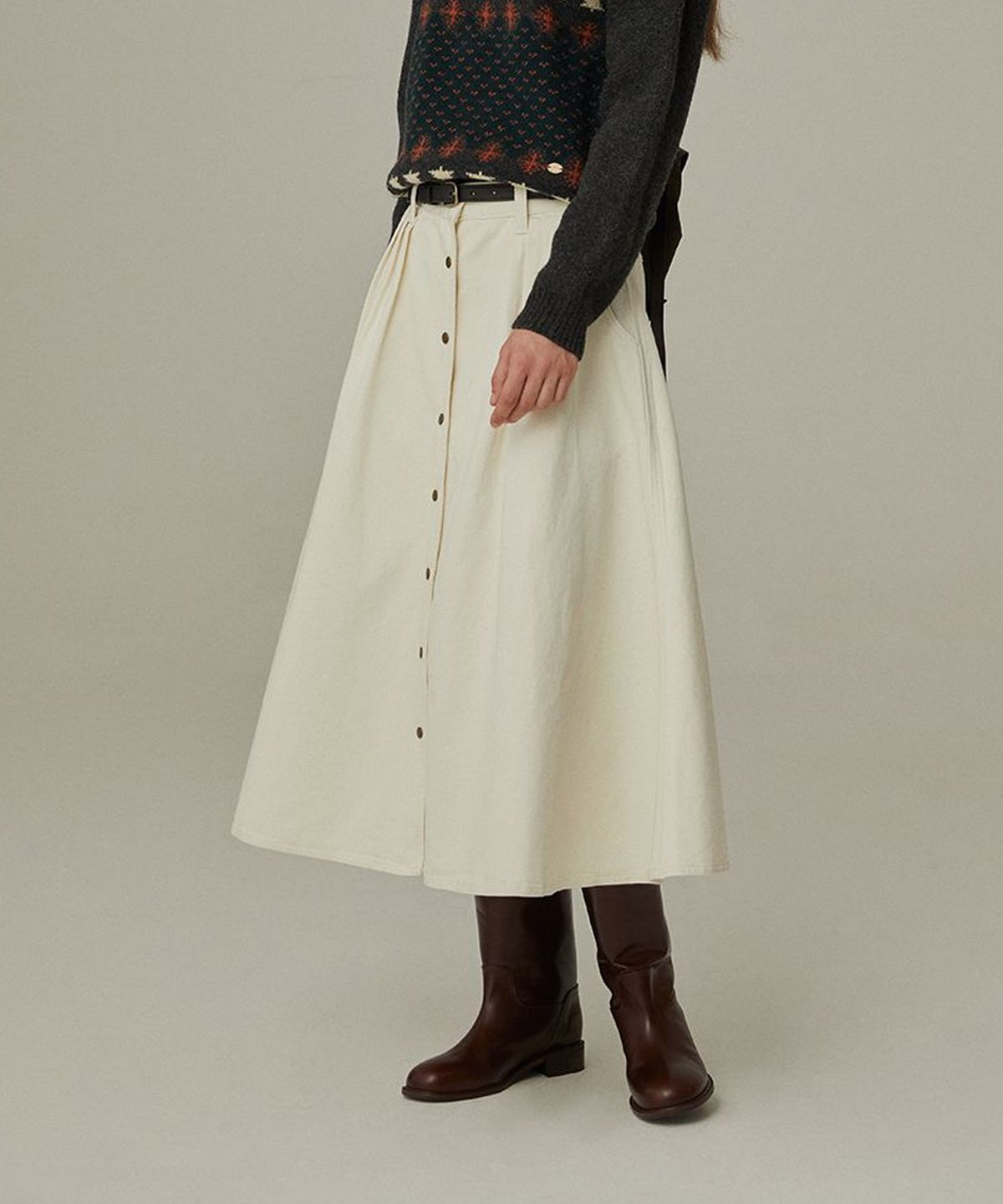 호와스(HOWUS) DENIM SKIRT (CREAM)