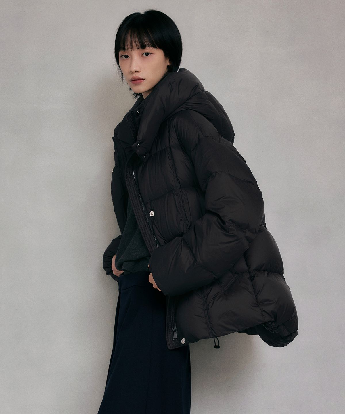 레프트서울(LEFTSEOUL) 이지 웜 후디드 덕 다운 점퍼 [블랙]