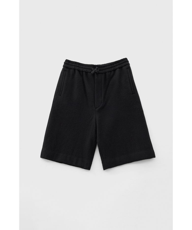 Boiled Wool Half Pants - Black