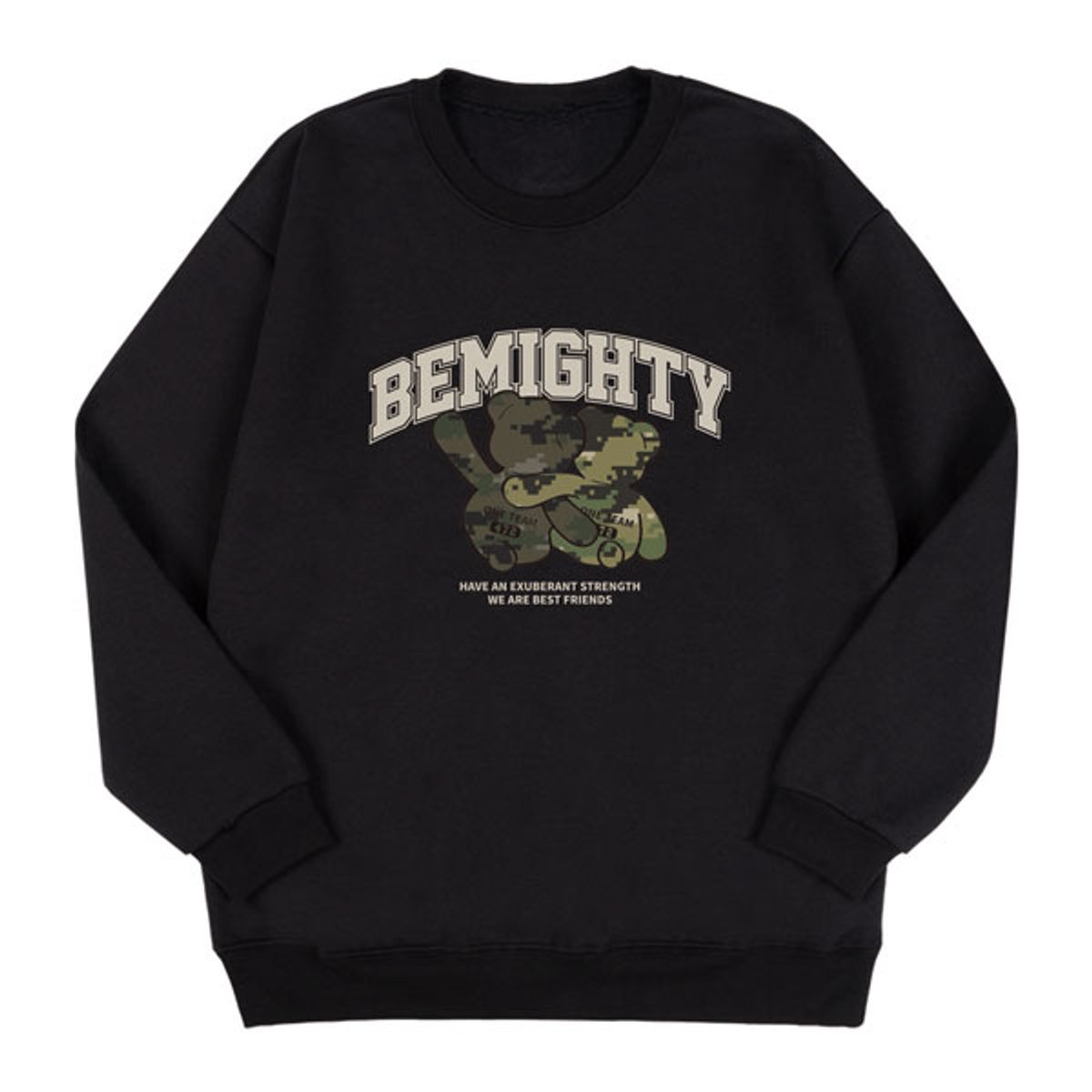 비마이티(BEMIGHTY) 베스트프렌즈 베어 삼단쭈리 오버핏 스웨트셔츠 [블랙]