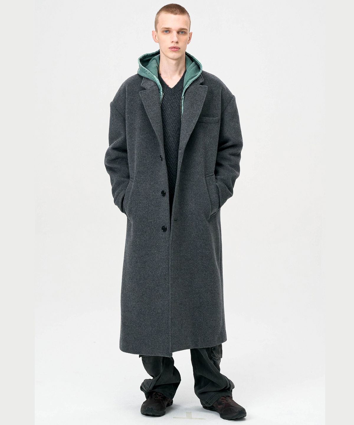 애니타임로릭(ANYTIME LOREAK) MOSS OVERFIT SINGLE COAT - CHARCOAL