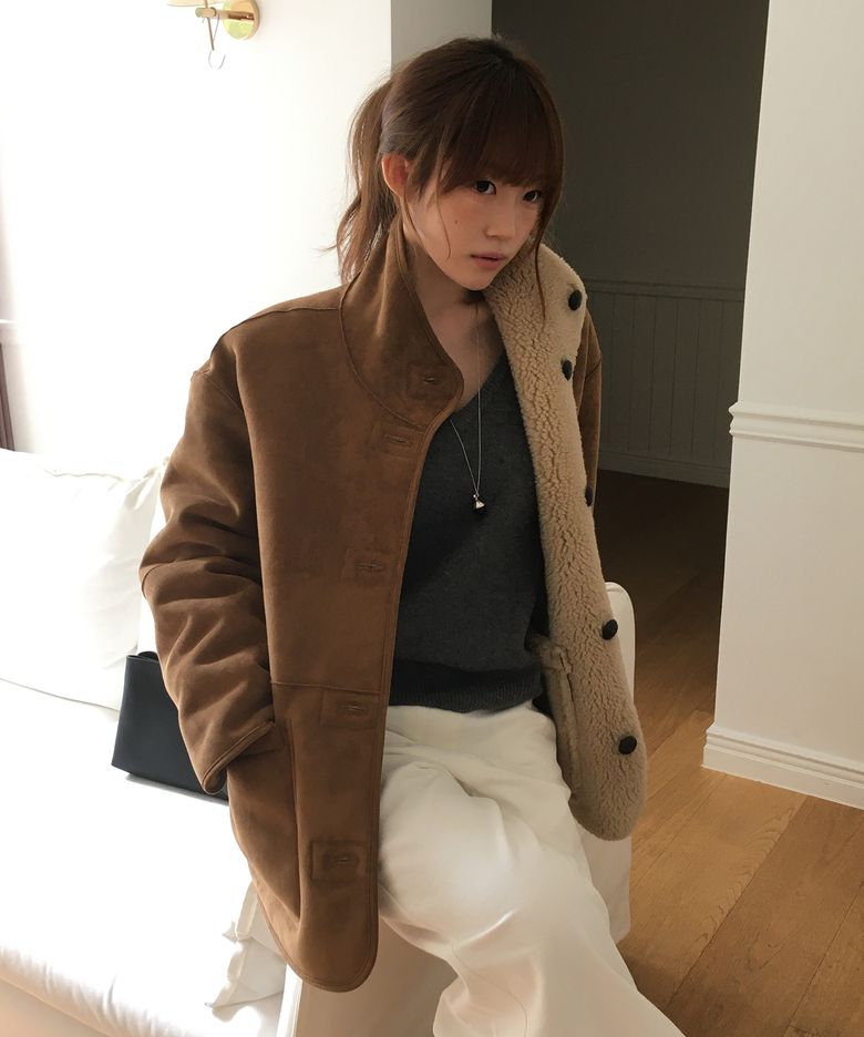 reversible shearling mustang coat-camel