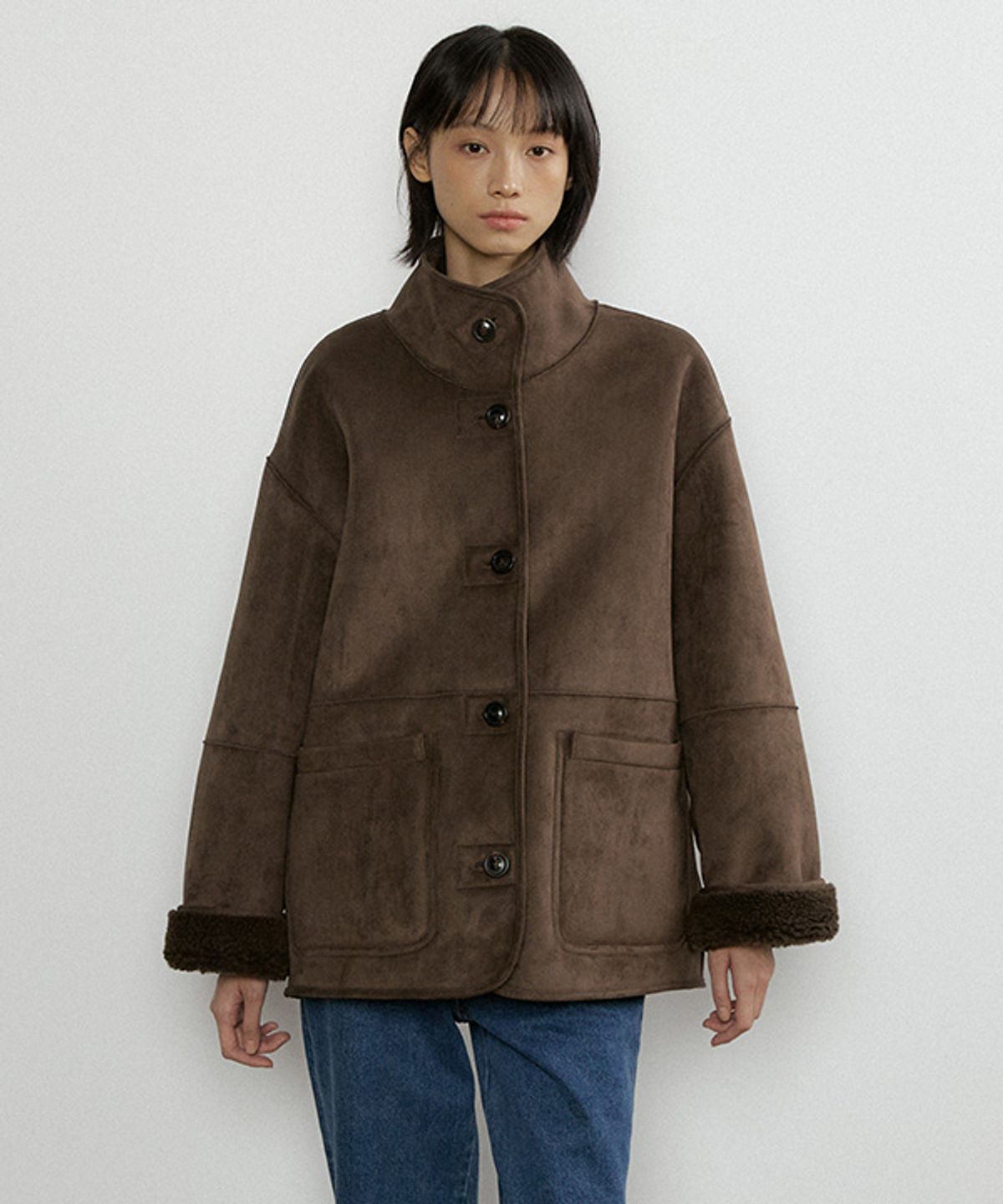 링서울(LINGSEOUL) reversible shearling mustang coat-brown