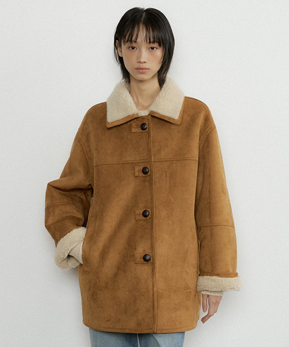 링서울(LINGSEOUL) wool shearling mustang coat-camel