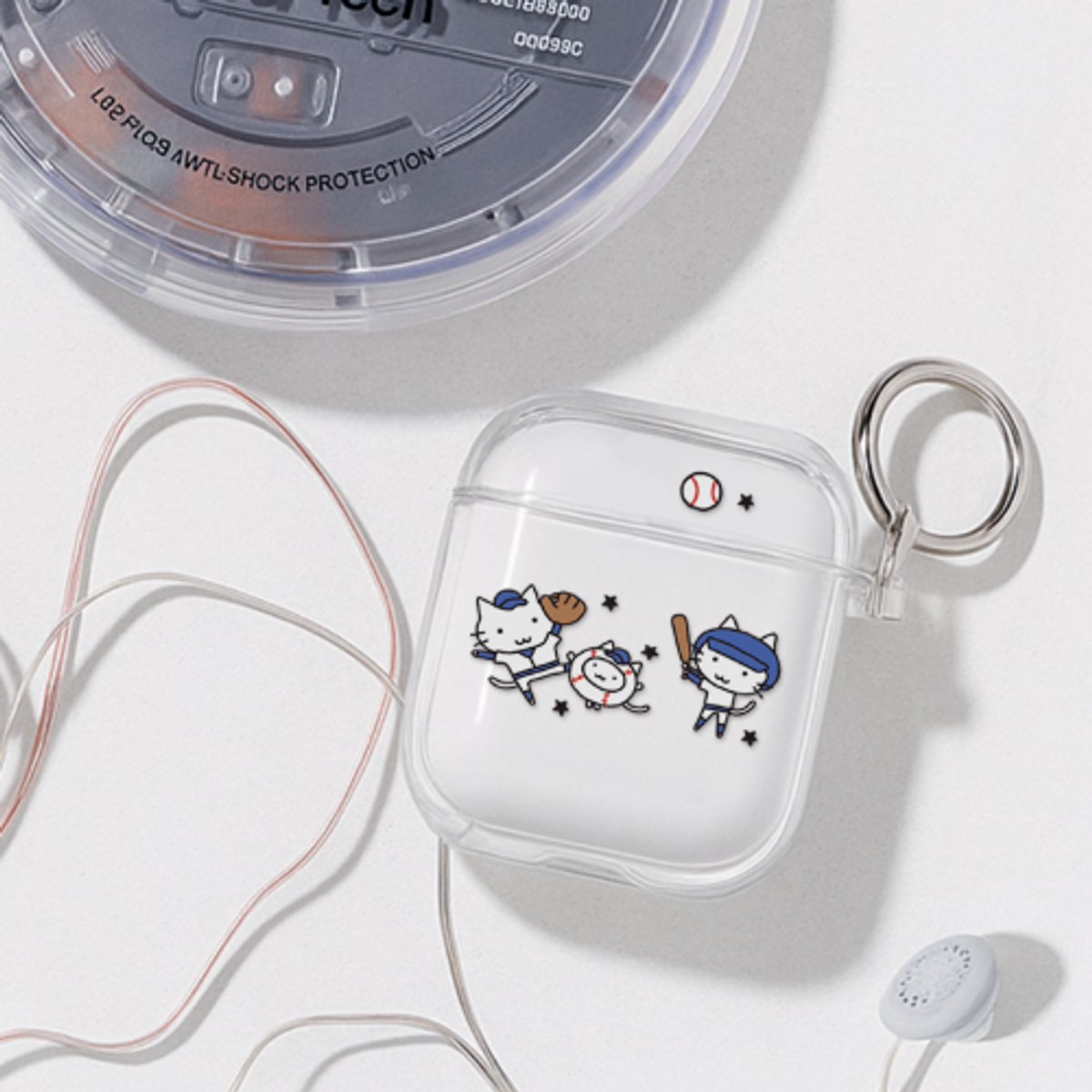 이레케이스앤굿즈(IRECASEGOODS) 야구캣 에어팟 1세대 2세대 3세대 4세대 에어팟프로 프로2 버즈2 버즈3 버즈4 투명케이스