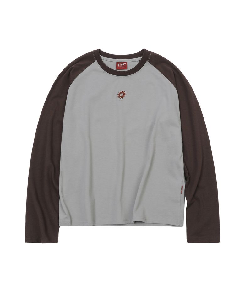 Contrast Raglan Long Sleeve Brown