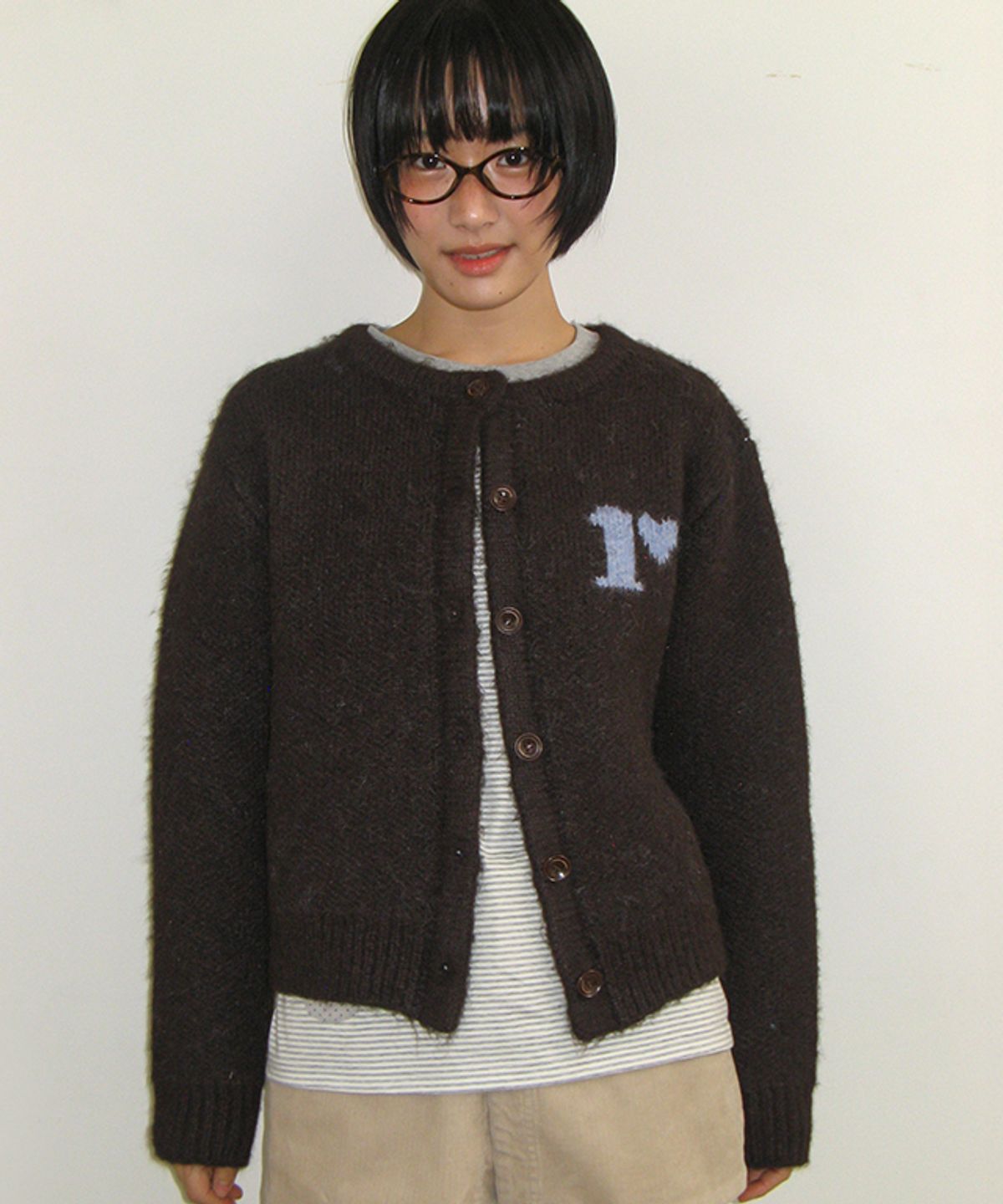 론론(RONRON) R SWEET HOME KNIT CARDIGAN BROWN
