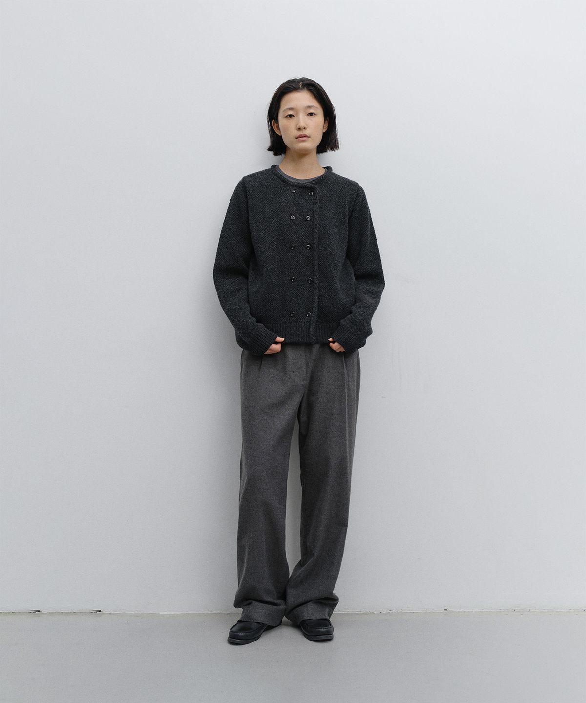 어나더오피스 우먼(ANOTHER OFFICE WOMEN) w. Yark wool Tie-up Easy Pants (Heather Charcoal)